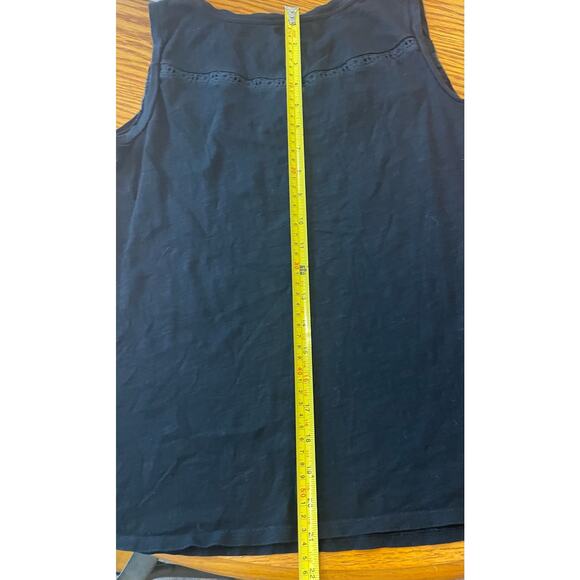 Ann Taylor LOFT black tank with crochet inserts XS 100% Cotton - Picture 10 of 10